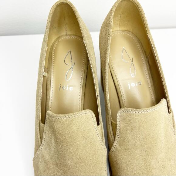 Joie Wevenly Suede Square Toe Heeled Loafers 8.5 Tan - Picture 9 of 9
